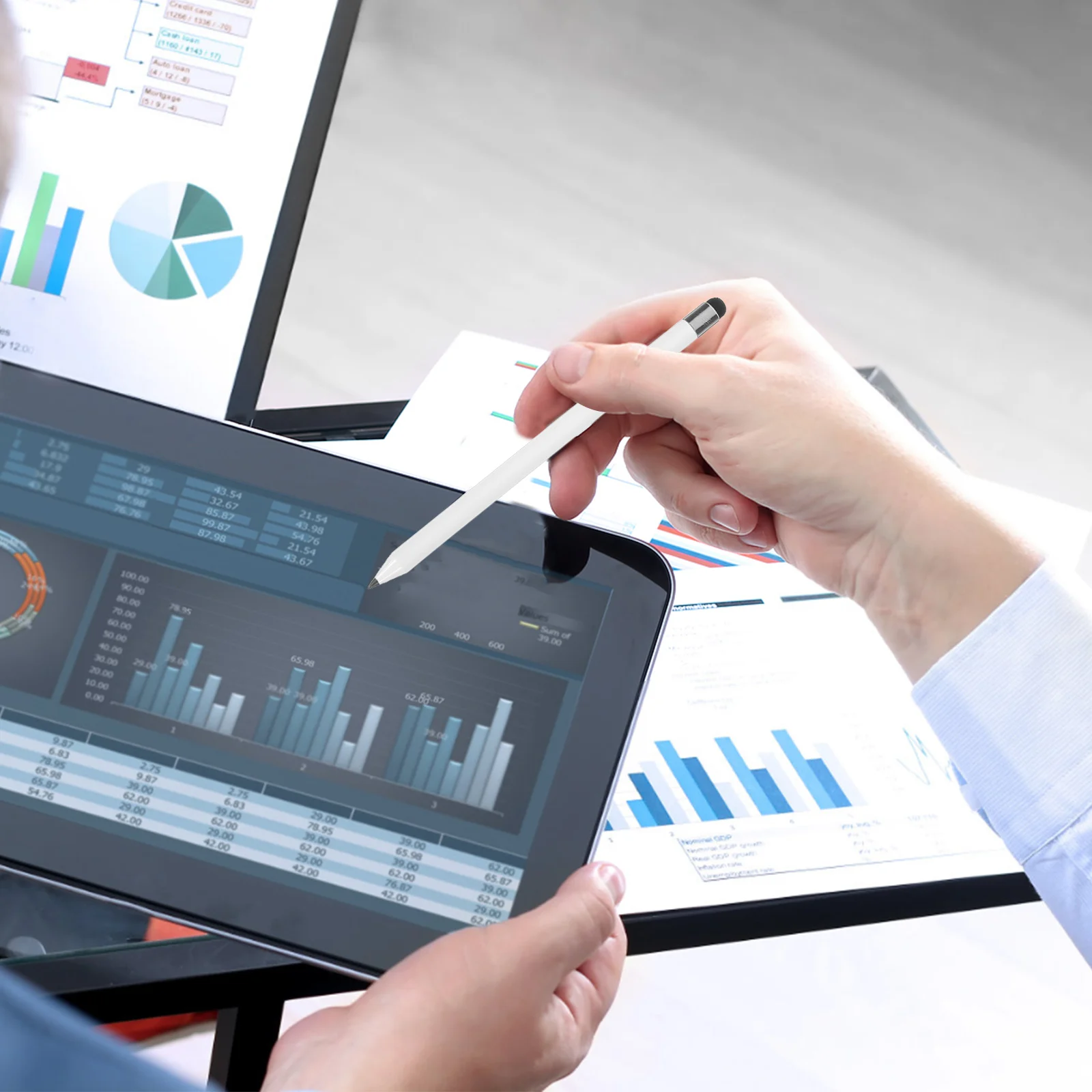 High Precision Capacitive Stylus For Tablet Smartphone Touch Screen Pen Realistic Writing Drawing Tool Durable Smooth White