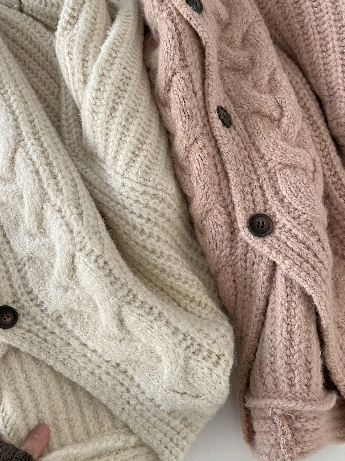 Chic V-Ne Bubble Sve suéter cárdigan abierto de punto suelto para mujer Otoño Invierno Simple Lazy Sle fibra de poliéster largo Sl...