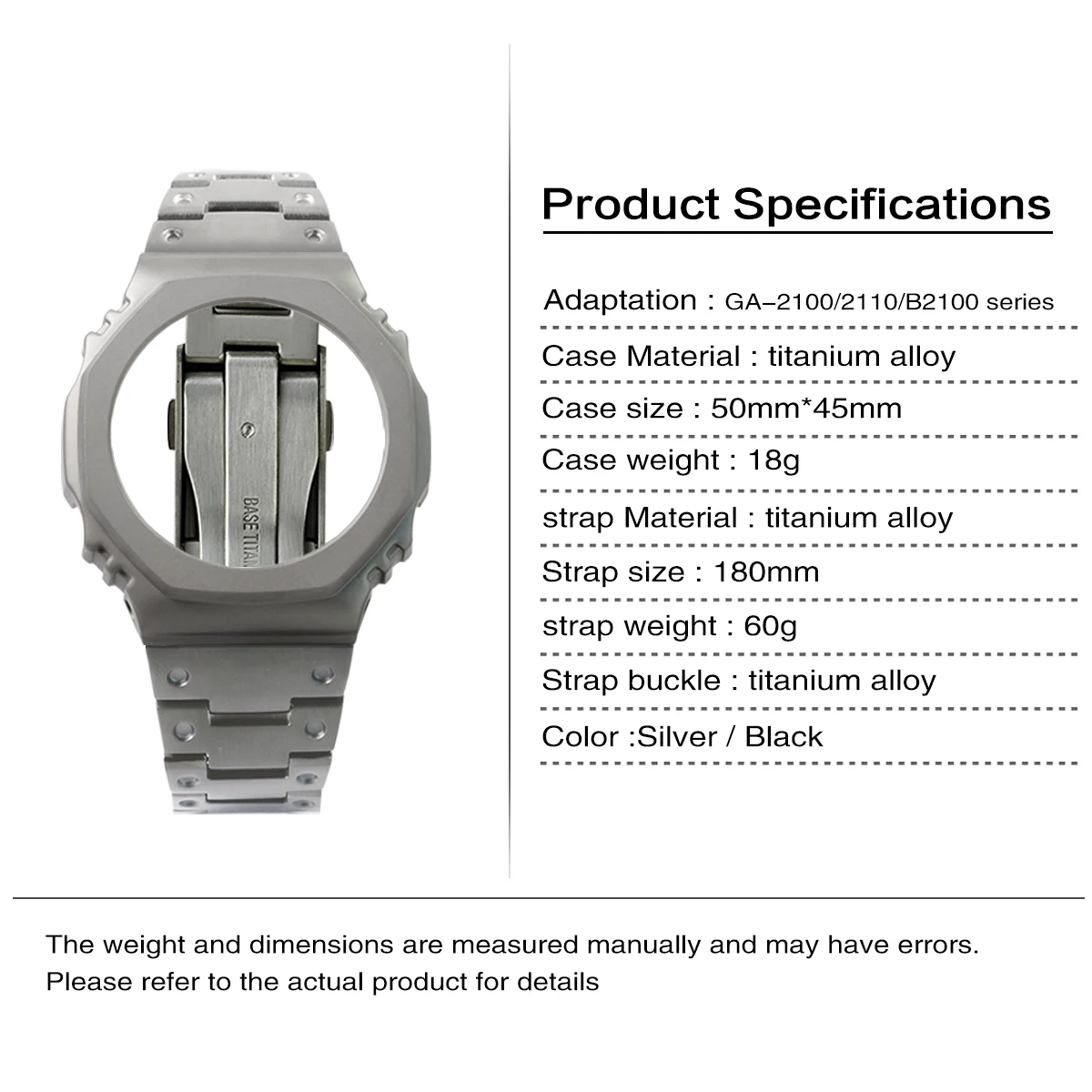 Gen. 1 GA2100 Mod Kit Titanium Watch Case Quick Release Bracelet Compatible with GA-2110 GA-B2100 Watch Part Replacement