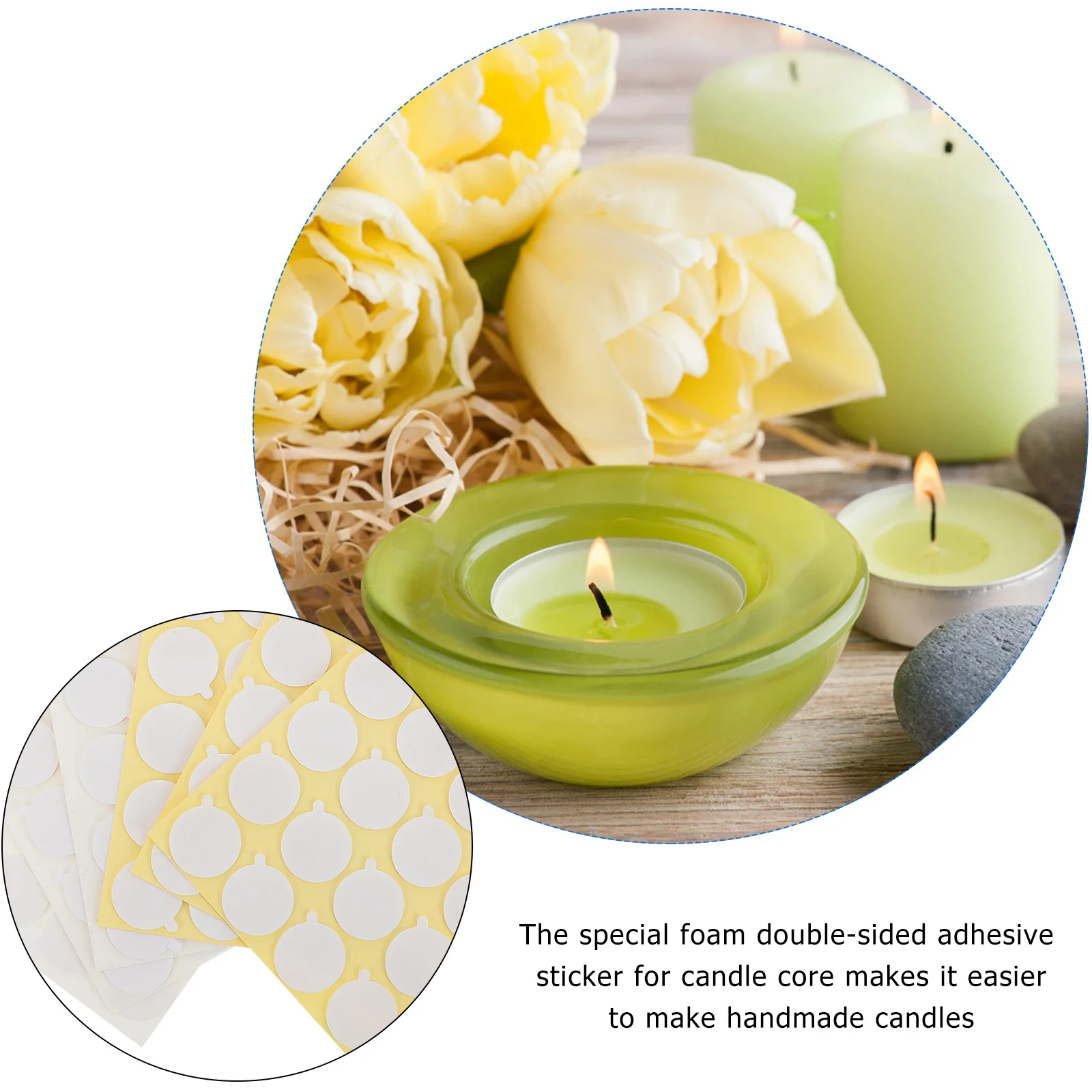 

20pcs Wick Stickers Double Sided Adhesive For Diy Making Use Soy Beeswax Coconut Wax Sealant Tape