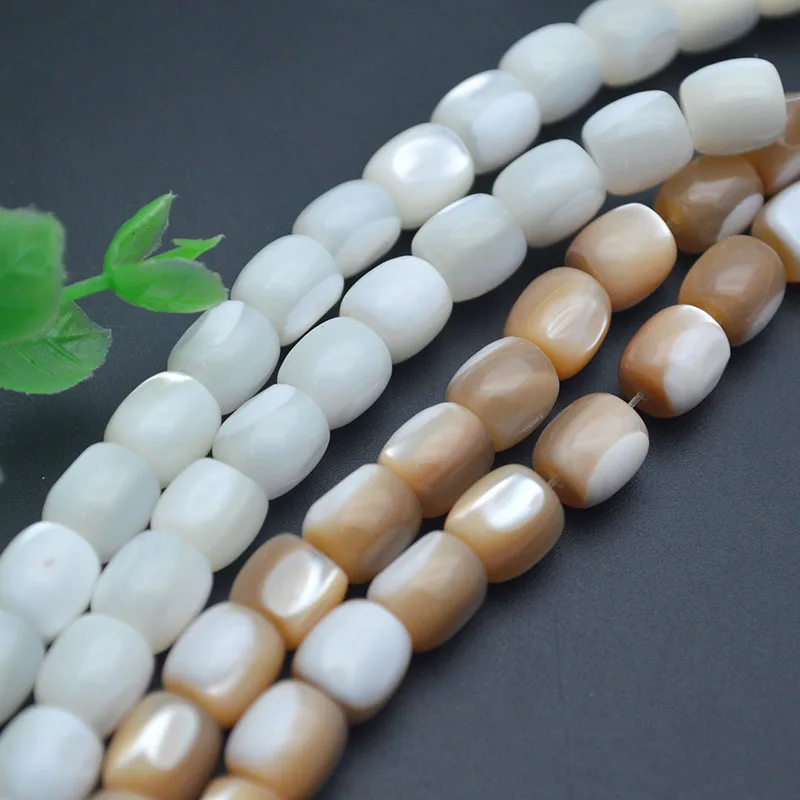 

7.5x8mm Natural White Coffee & White Color Barrel Shape Trochus Shell Bead Loose Spacer Bead for Jewelry Making 2 Strands/lot