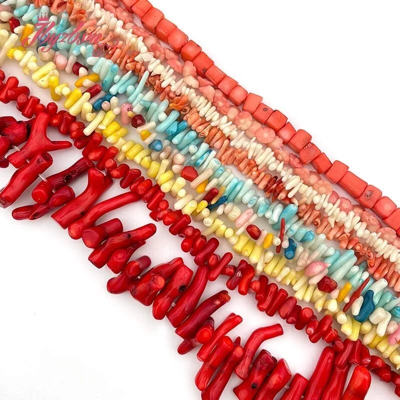 Natural Coral Freefrom Stick Irreuglar Stone Beads for Bracelet Necklace Jewelry Making Strand 15 inches DIY Accessories beads