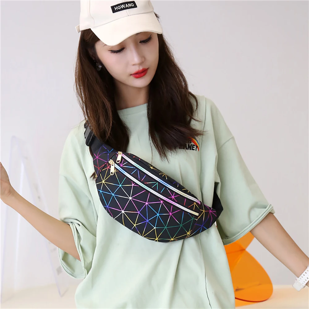 Holographic Design Waist Pack Bags for Women Glitter Fanny Pack Waterproof Belt Bag Fashion Laser Waist Pack Phone Pouch