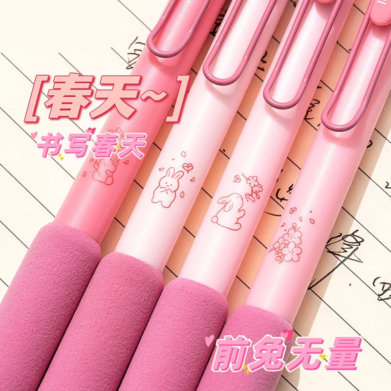 32 pcs/lot Kawaii Sakura Rabbit Sponge Gel Pen Set Cute 0.5mm Black Ink Signature Pens Stationery Gift School Supplies