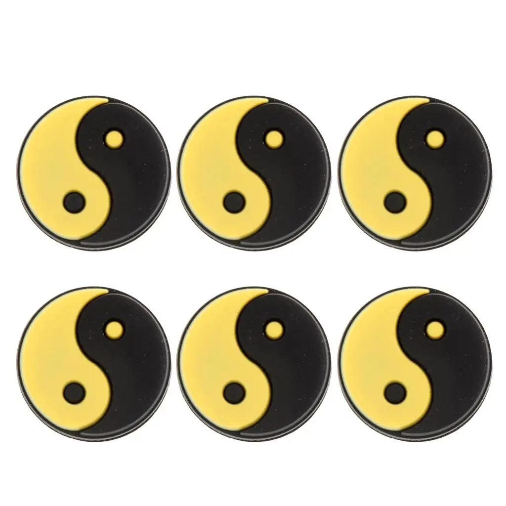 

6Pcs/Set Yin Yang Pattern Tennis Racquet Vibration Dampeners Soft Lightweight Firm Silicone Material Gift for All Tennis Players
