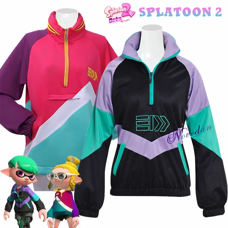 Cosplay Legend Game Slatoon Vintage Cosplay Costume Top Women Men Casual Pullover Sweatshirt Coat Contrast Color Zipper Hoodie