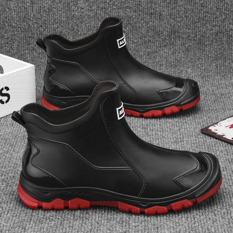 Men's Casual Outdoor Comfortable Fashion Rain Boots Anti Slip Waterproof High Top Wear-Resistant Comfortable Fishing Water Shoes
