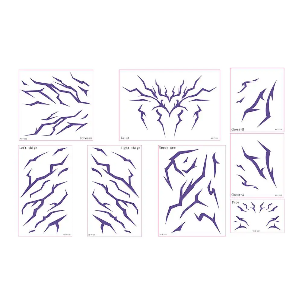 

Disposable Cosplay Facial Decor Tattoos K-pop Girlgroup Purple Glow-in-the-dark Printed Temporary Tattoos