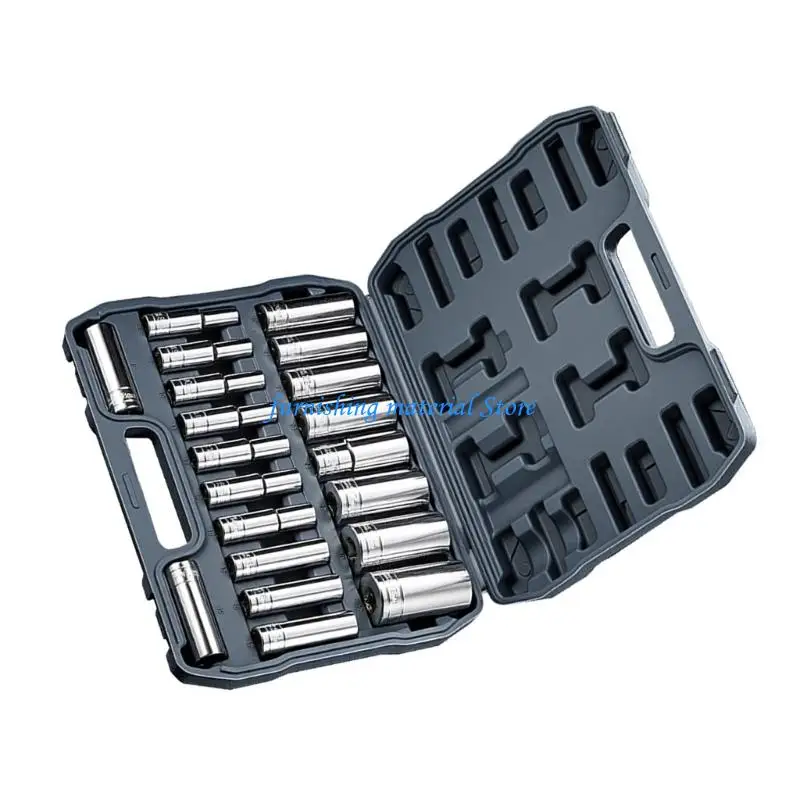 

Y5GD 20 Piece Automotive Socket Set Industrial 1/2Inch Drive 6 Point 8-32mm Extended Impact Socket For Auto Repair Tool
