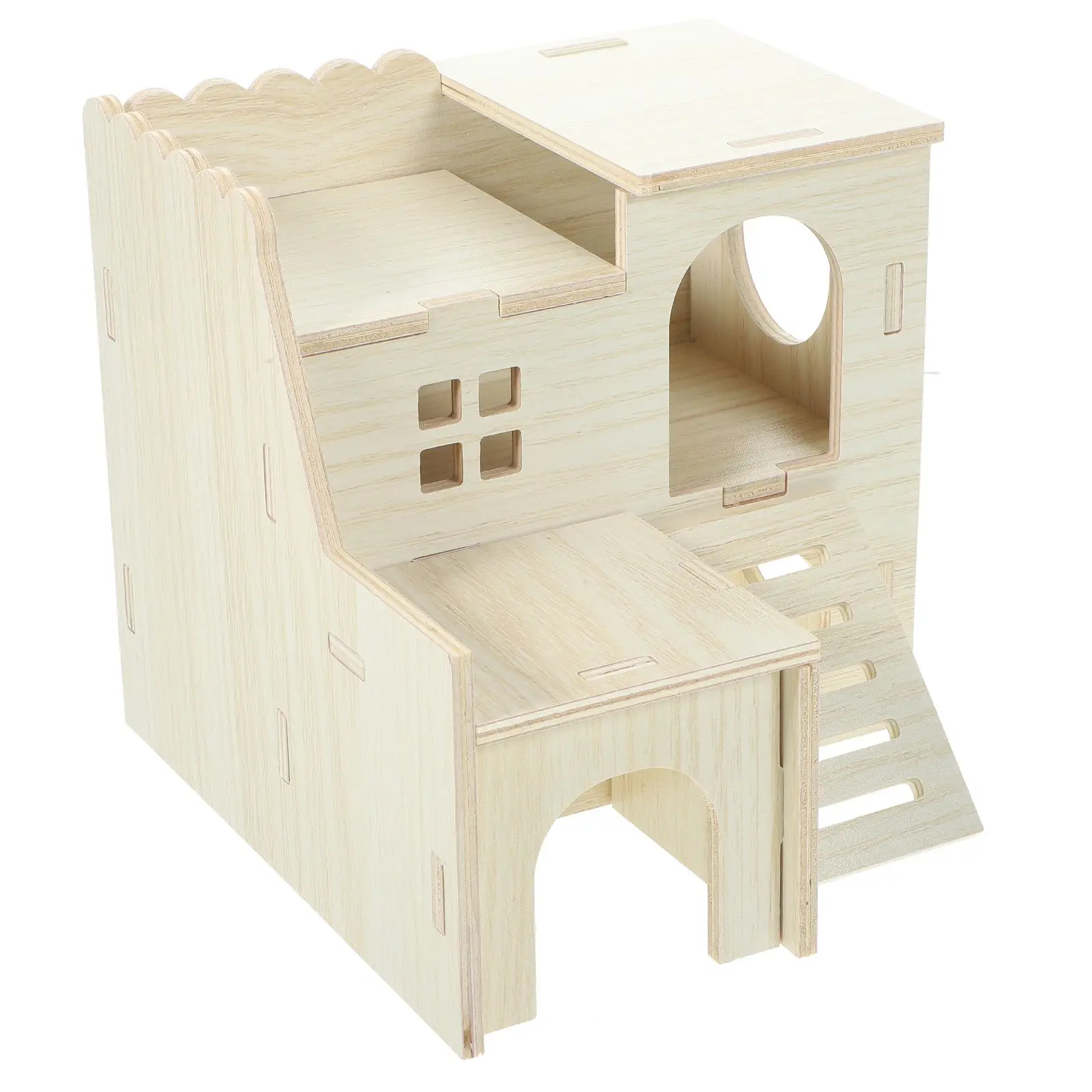 

Wooden Hamster House Guinea Pig Hideout Durable Natural Safe Pet Supplies Decorative Rat Nest Rest Eating Practical