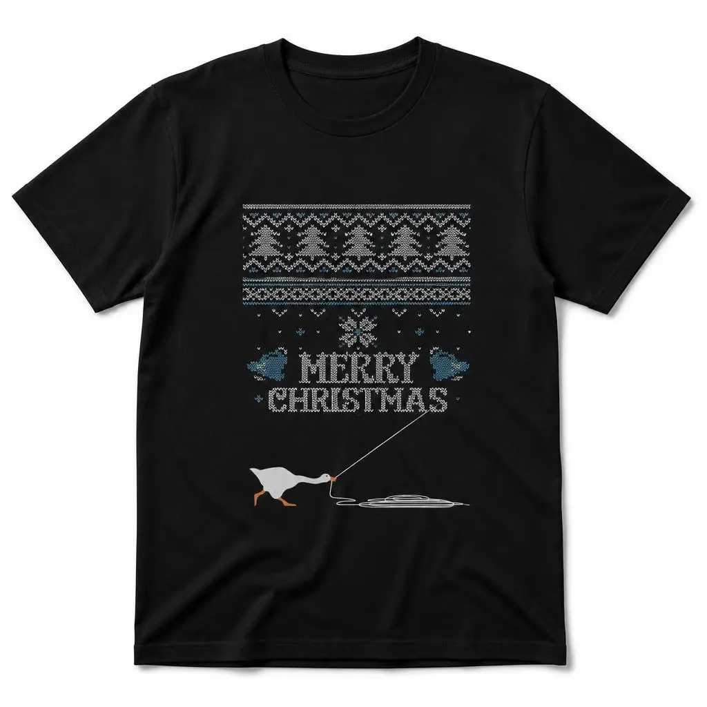 Honked Christmas Untitled Goose T Shirts Casual Tees Short Sleeve Round Collar T-Shirt Pure Cotton Tops