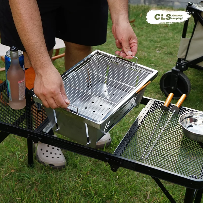 Outdoor Barbecue Grill Quick-Open Camping Barbecue Grill Foldable Barbecue Stainless Steel Charcoal Barbecue Tabletop Stove