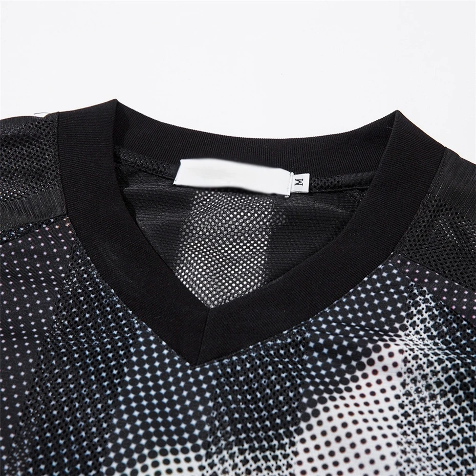Men Jersey T-Shirt Y2K Cat Print Mesh Sport Tshirt Hip Hop Harajuku Casual Short Sleeve Tees Tops