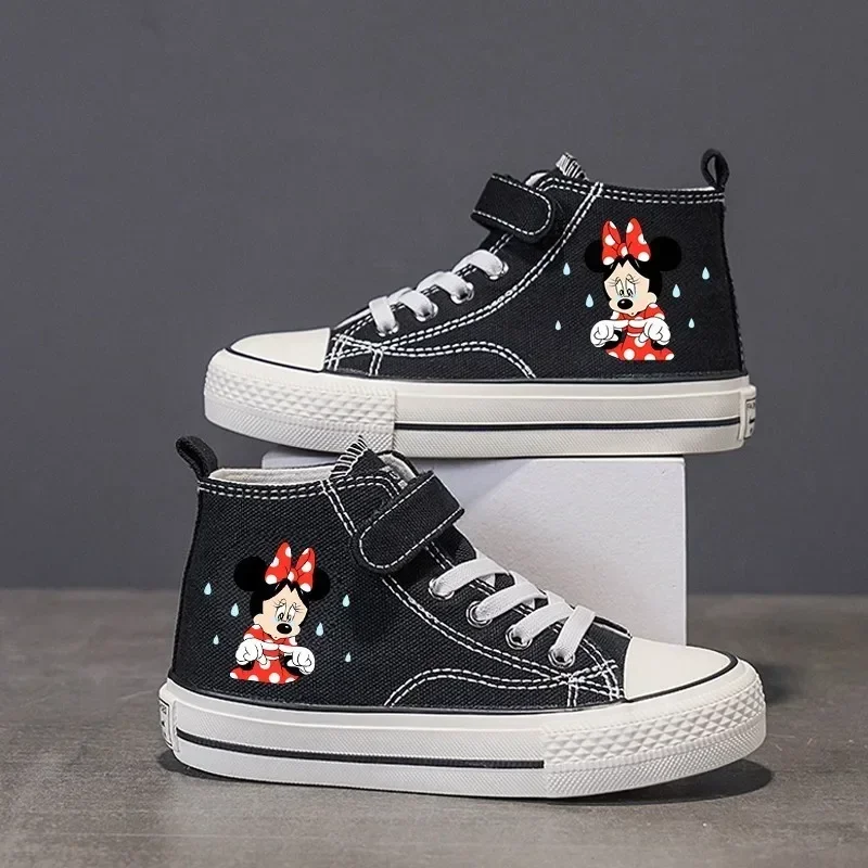 Sepatu kanvas anak laki-laki dan perempuan, sneaker disney High-top rendah bercetak Mickey Mouse untuk anak laki-laki dan perempuan 16