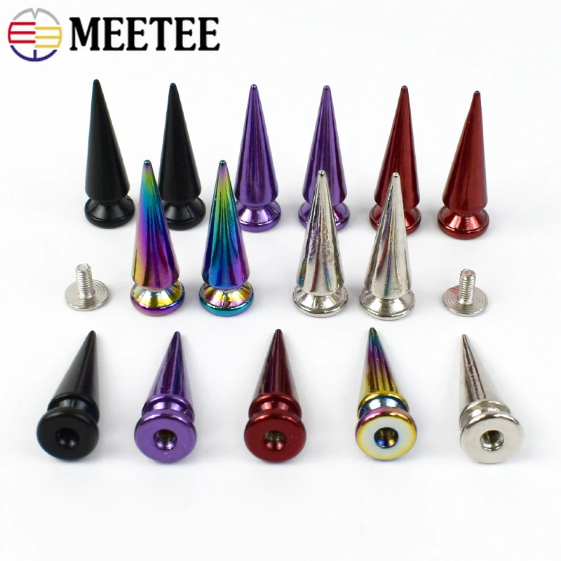 5/10/20Pcs Meetee Metal Rivets Bag Bottom Nails Garment Rivet Screwback Cone Studs Spikes DIY Leather Craft Hardware Accessories