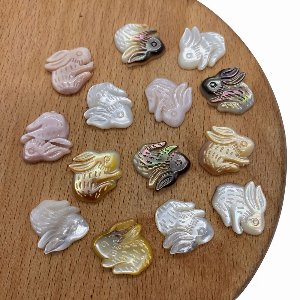 

1PC Natural Seashell Beads Carved Rabbit Shape Straight Hole Shell Charms DIY Necklace Bracelet Handmade Craft Gift Accessories