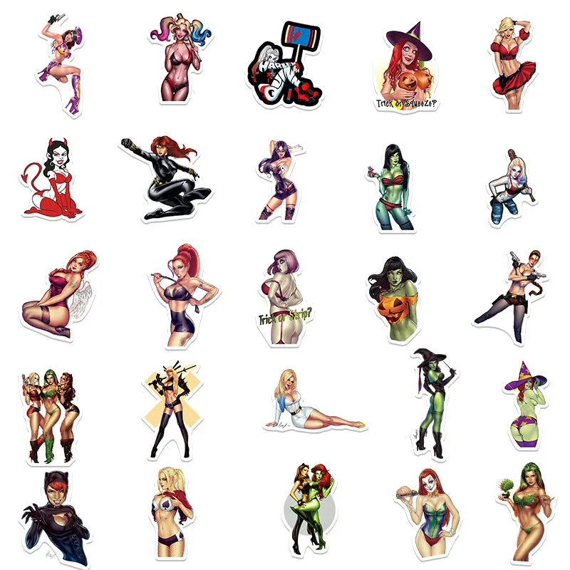 50Pcs Adult Anime Sexy Waifu Hentai Stickers Suncensored DIY Phone Motorcycle Notebook Guitar Car Wall Cartoon Sticker Toy