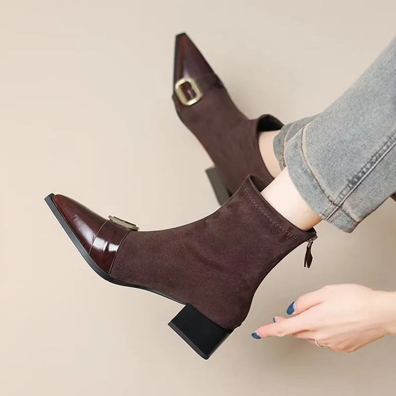 

Ankle Boots for Women Fashion Sexy Heeled Shoes Designer Luxury Woman Pumps 2025 Winter Elegant Chelsea Boots Mujer Zapatillas