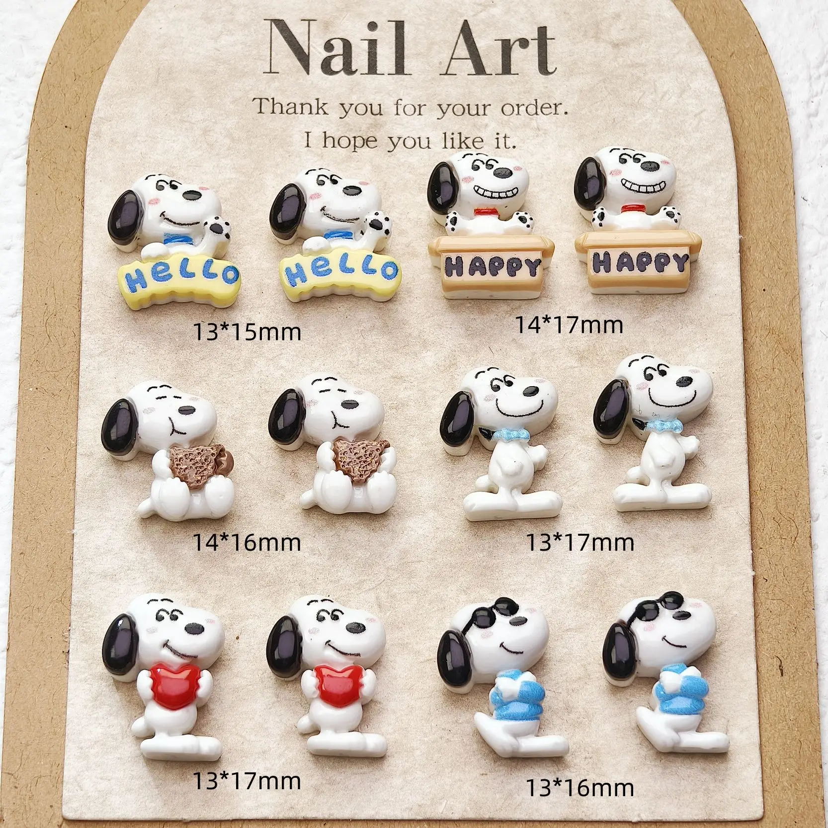 

100PCS Cartoon for Snoopy Nail Accessories Anime Characters Nail Diamonds DIY Accessories