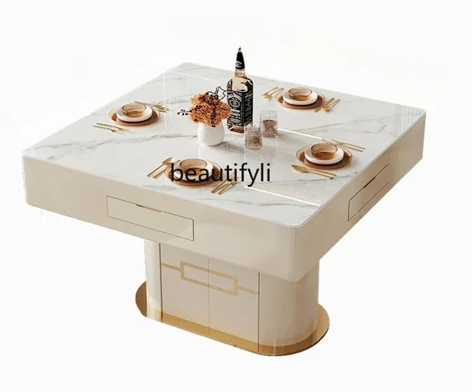 

lt Modern light luxury automatic mahjong machine dining table integrated dual-purpose simple, silent mahjong table