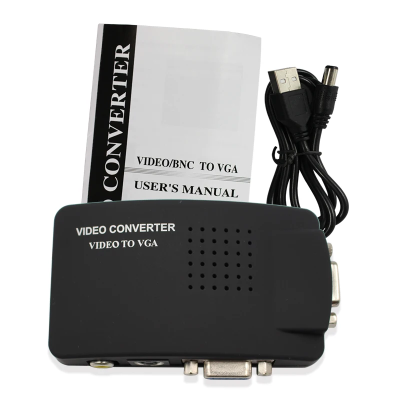 

Hot Sale High Quality US Plug TV RCA Composite S-Video In AV to VGA PC Mac Lcd Out Converter Adapter Box