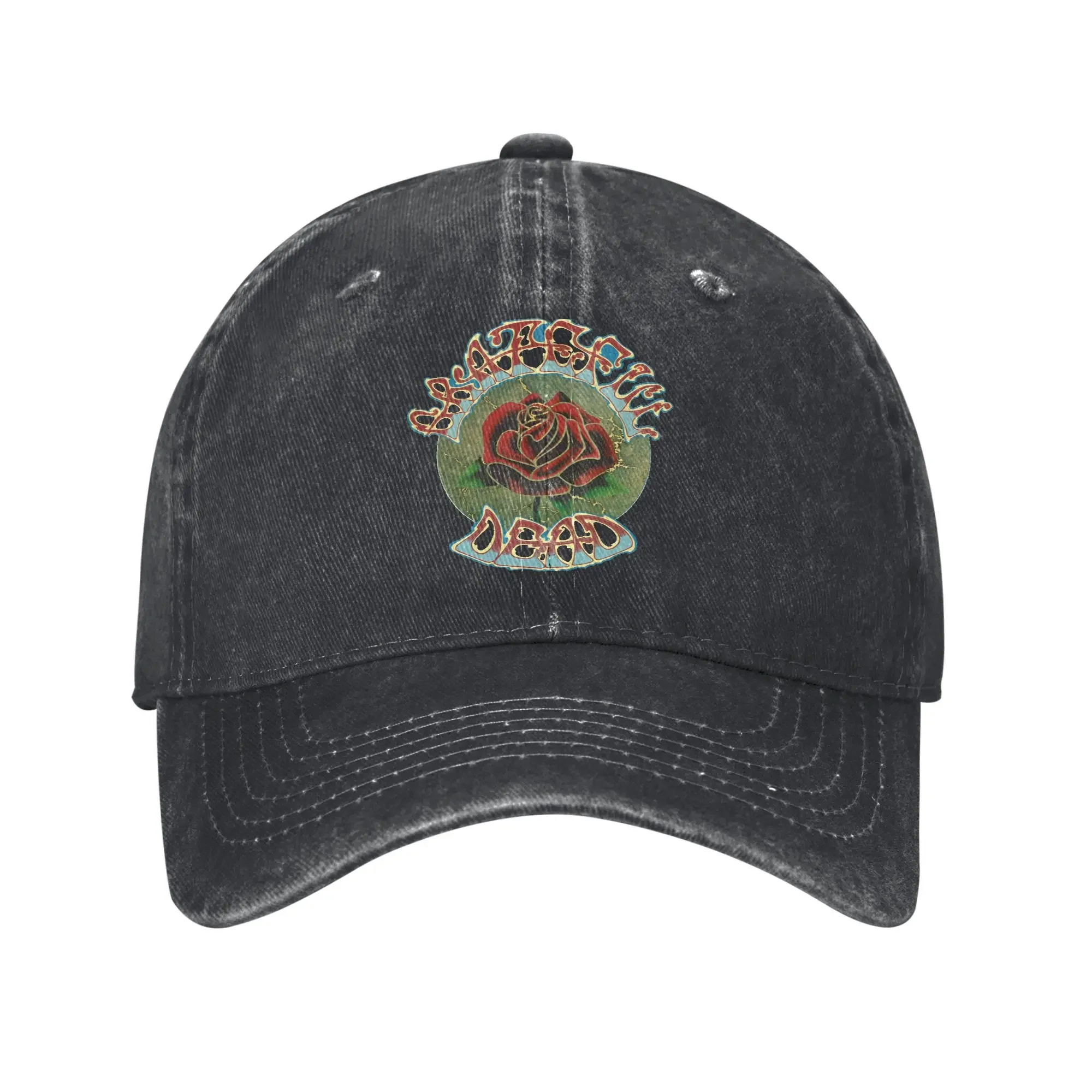 

Gratefully Rock Band Dead Men Women Baseball Cap Music Rose Distressed Cotton Hat Classic Outdoor Adjustable Fit Snapback Hat