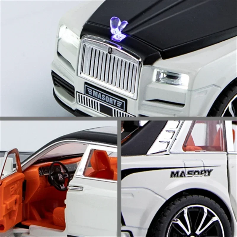 1:32 Rolls Royce Cullinan Masory 합금 럭셔리 자동차 모델, 다이캐스트 금속 장난감 자동차 모델 시뮬레이션, 소리와 빛 어린이 장난감 선물