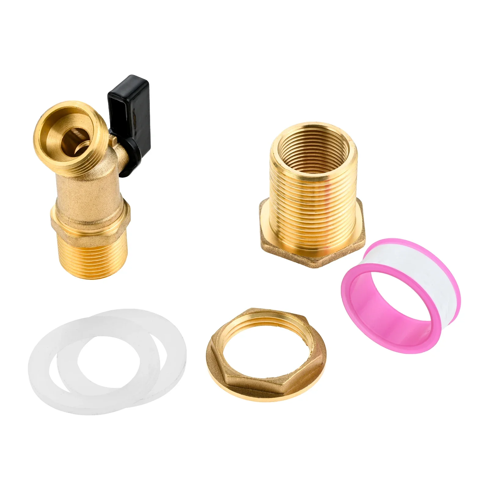 

1Pc Brass Water Container Rain Barrel Faucets 1/2" Male NPT Threaded Inlet; 3/4" Male GHT Threaded Outlet Fits for Garden Hose