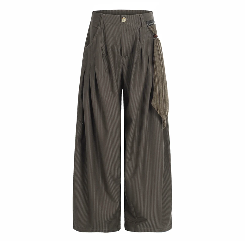 

American Style Design Niche Ribbon Pleated Men's Trousers High End Casual Floor Length Suit Pants 2026 New Trousers