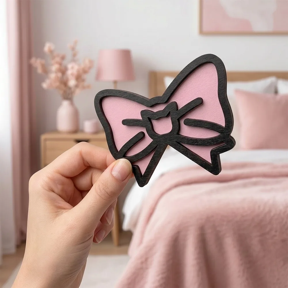Cartoon Cat Ear Right Angle Ornament Bow Star Door Corner Sign Heart Wooden Home Decoration Switch