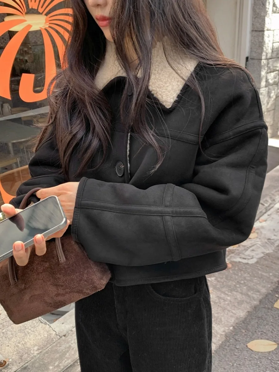 

Шикарное зимнее пальто с меховым воротником ягненка в стиле ретро, женское пальто из натуральной кожи и меха Jaet Sli, верхняя одежда для поездок на работу