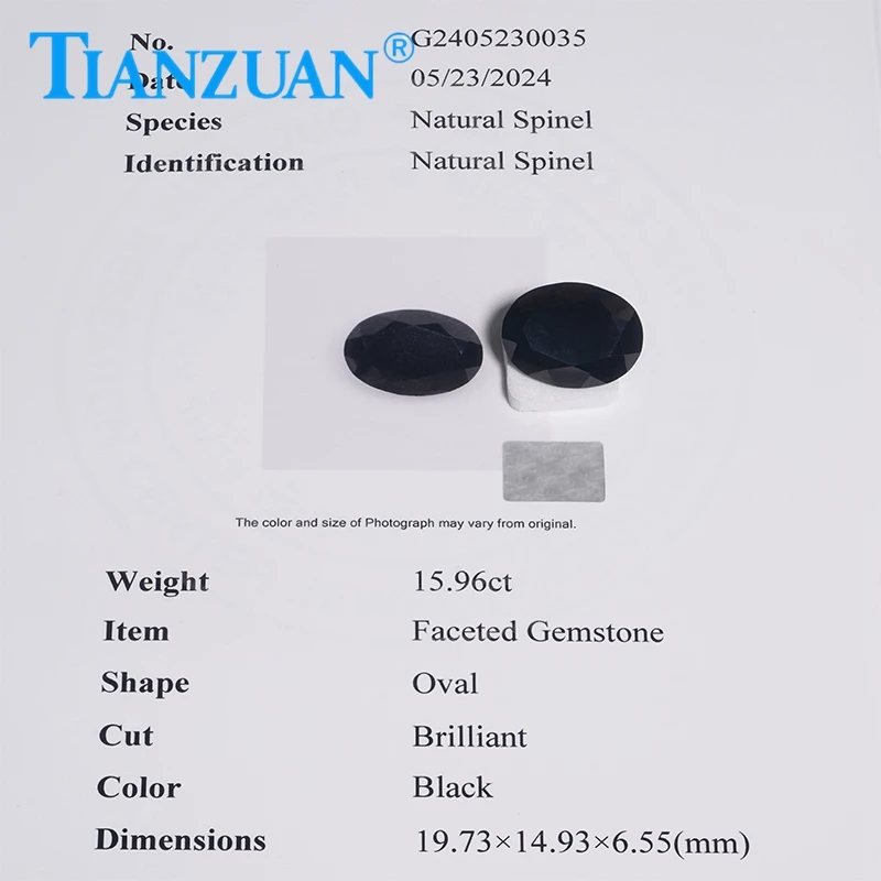 15.96ct Oval Shape Natural Spinel Black Color Brilliant Cut Loose Gem Stone with GRC Certificate