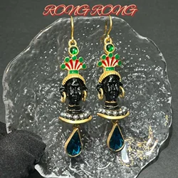 Vintage European and American Return of The Solitary Black Moorish Earrings Palace Western Antique Earrings