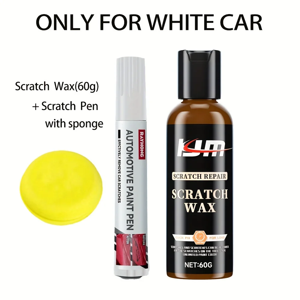 Car Wax for Scratch Repair, With Scratch Pen Repair, Sponge, Polishing Scratch Remover Anti Scratch Care Agent Polish for Car St