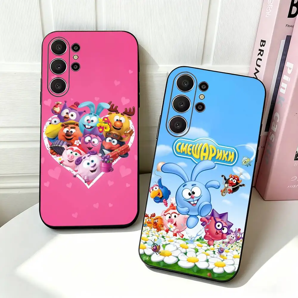 C-Cute- Cartoon S-Smeshariki Phone Case For Samsung S26,S24,S21,S22,Plus S23,S30,Ultra,S20,Fe,Black Soft Silicone