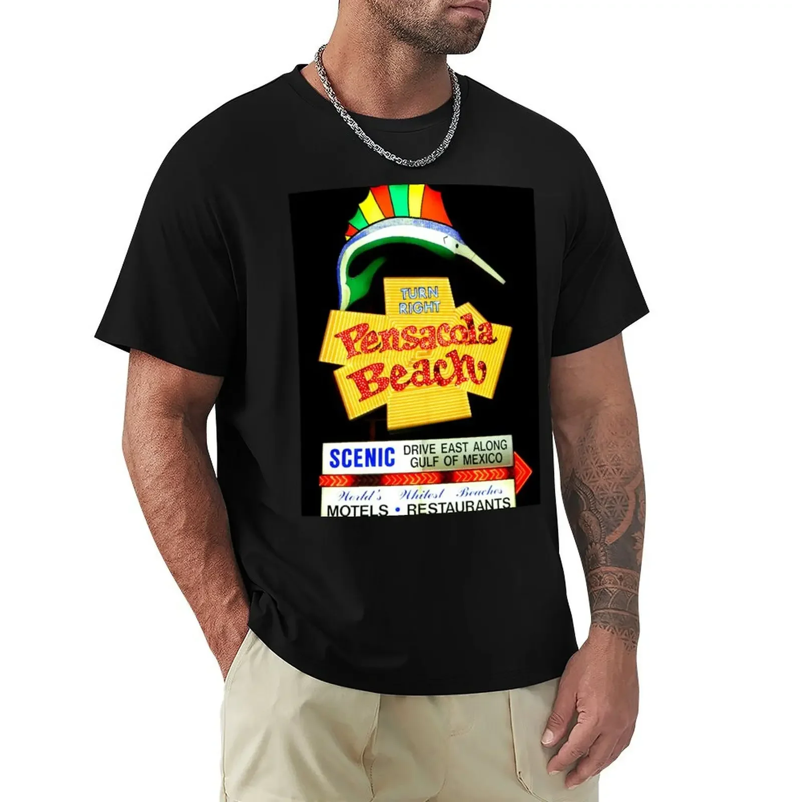 Pensacola Beach Turn Right T-Shirt korean fashion quick drying Men's clothing