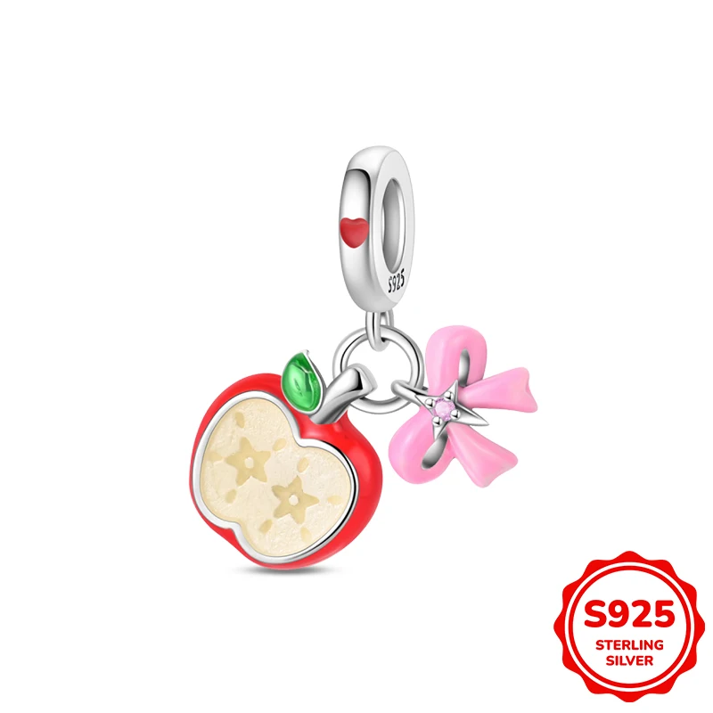

Charms Plata 925 Apple Candy Heart Pendant Charm Bead Fit 3mm Bracelet Necklace For Women Pendant Luxury DIY Jewelry Hot Selling