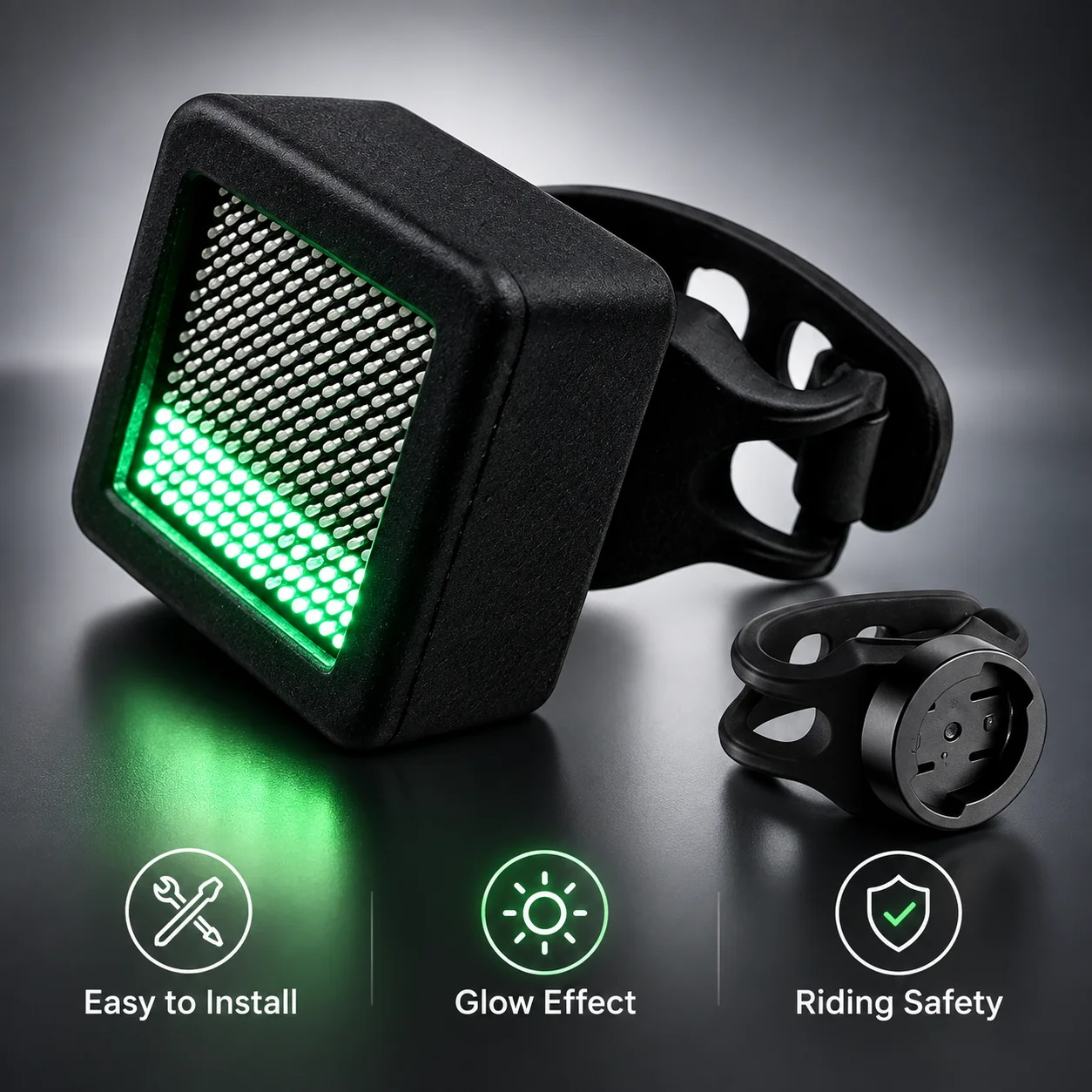 LED Bicycle Light with Fluid Simulation Water Flow Screen Shake Responsive Visual and Flexible Strap for Creative Cycling Decor