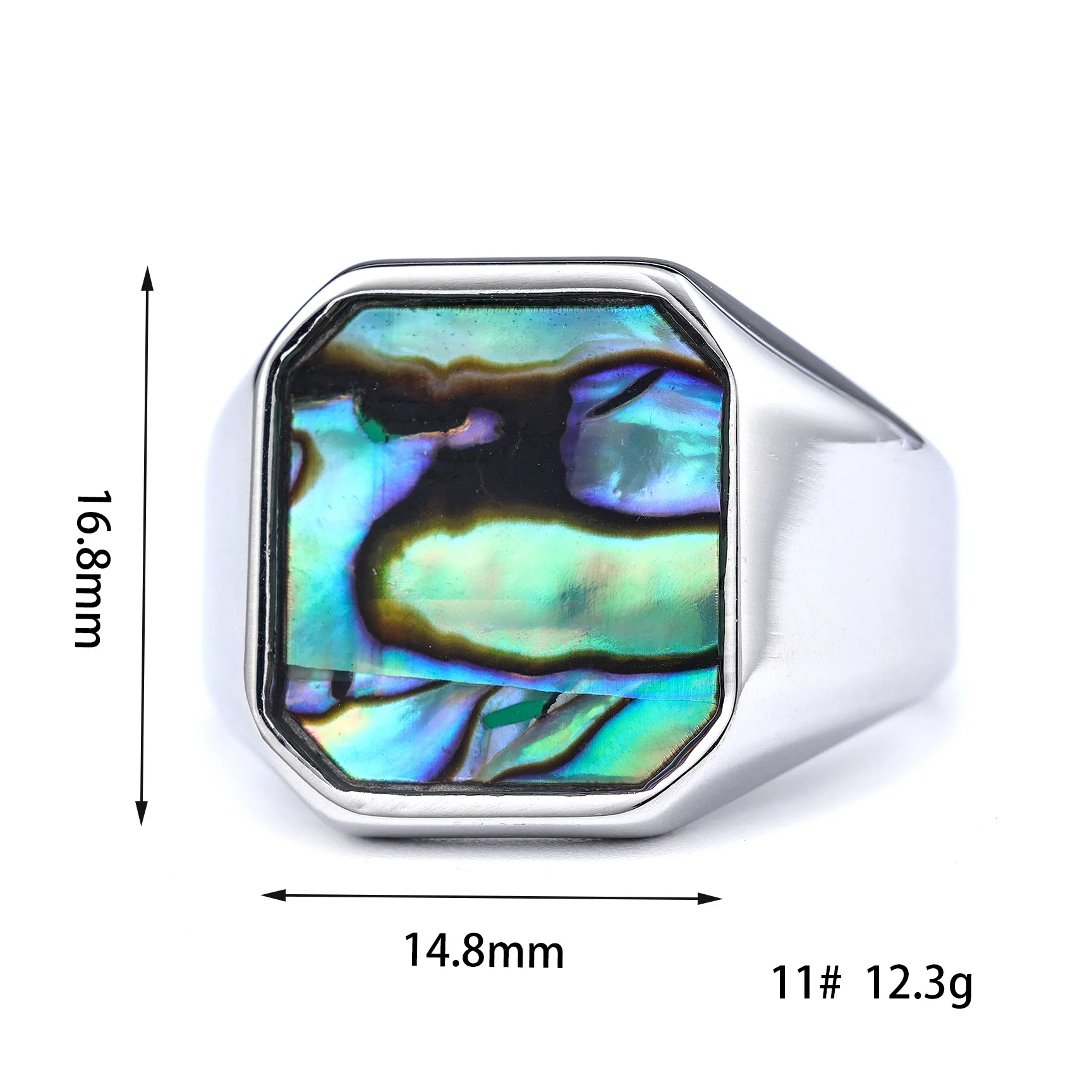 Stainless Steel Colorful Natural shells Geometric Ring For Man Women High Polished Wedding band Love gift