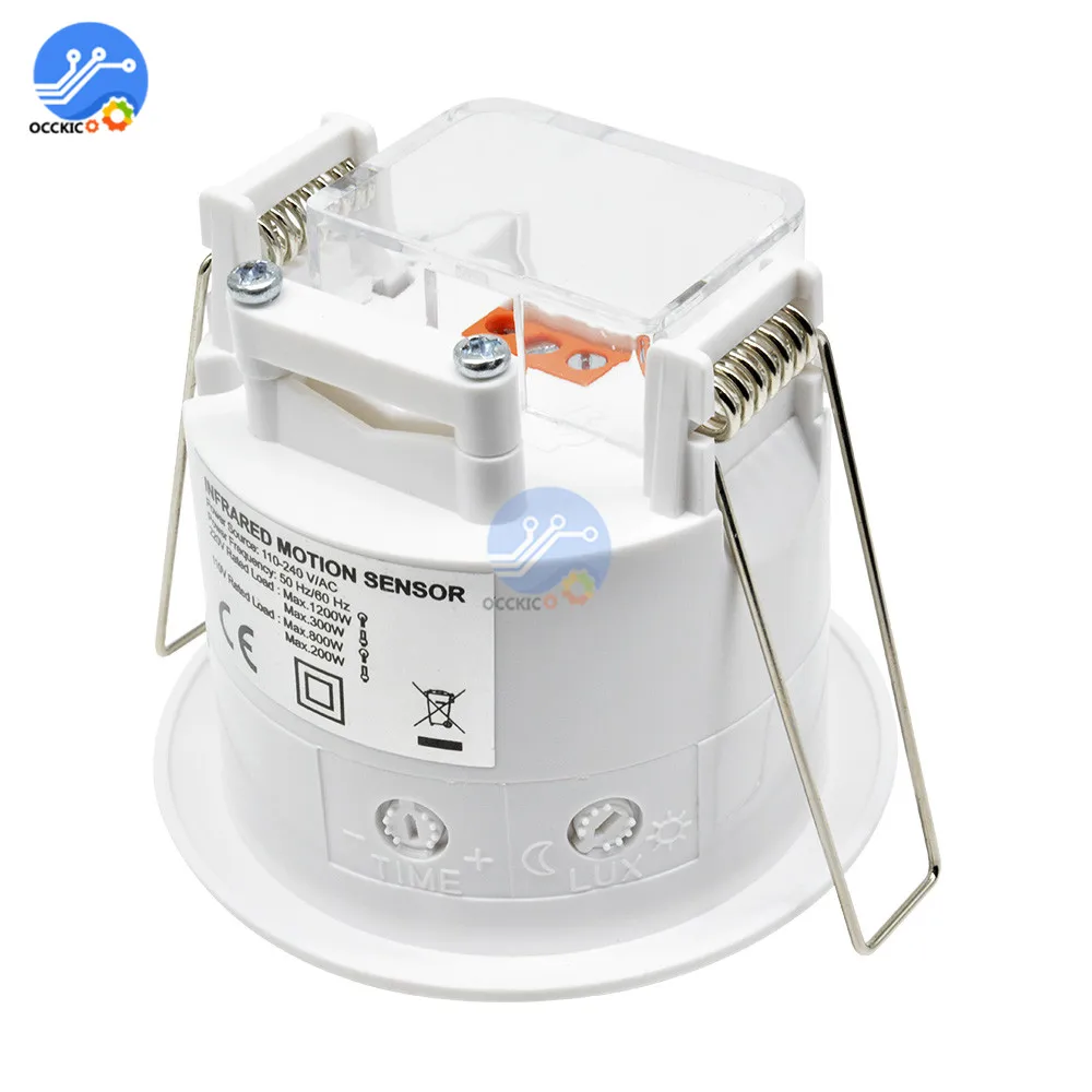 AC 220V-240V 360 Degree Inlay Sensor Switch PIR Infrared Motion Sensor LED Light Lamp Sensor Detector LED for Smart Home