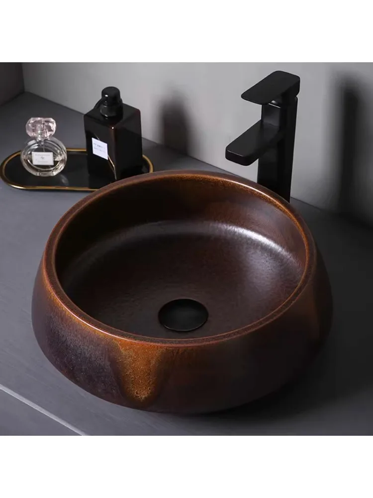 Minimalist industrial style countertop basin, ceramic washbasin, retro creative art countertop basin