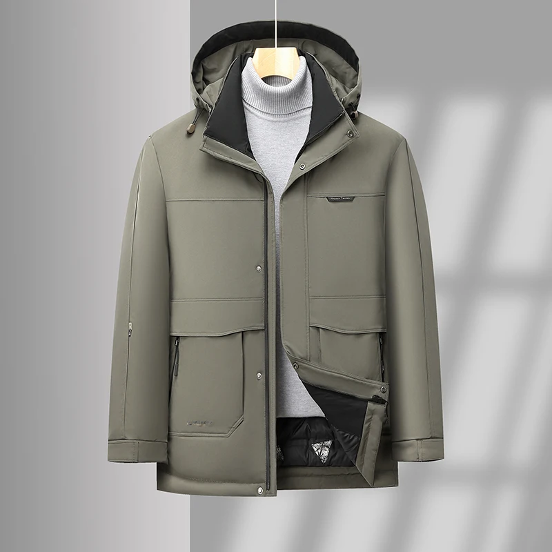 YEAE Men's White Down Jacket Men's Thickened Winter Warm Coat Men's Winter Jacket Warm Coat