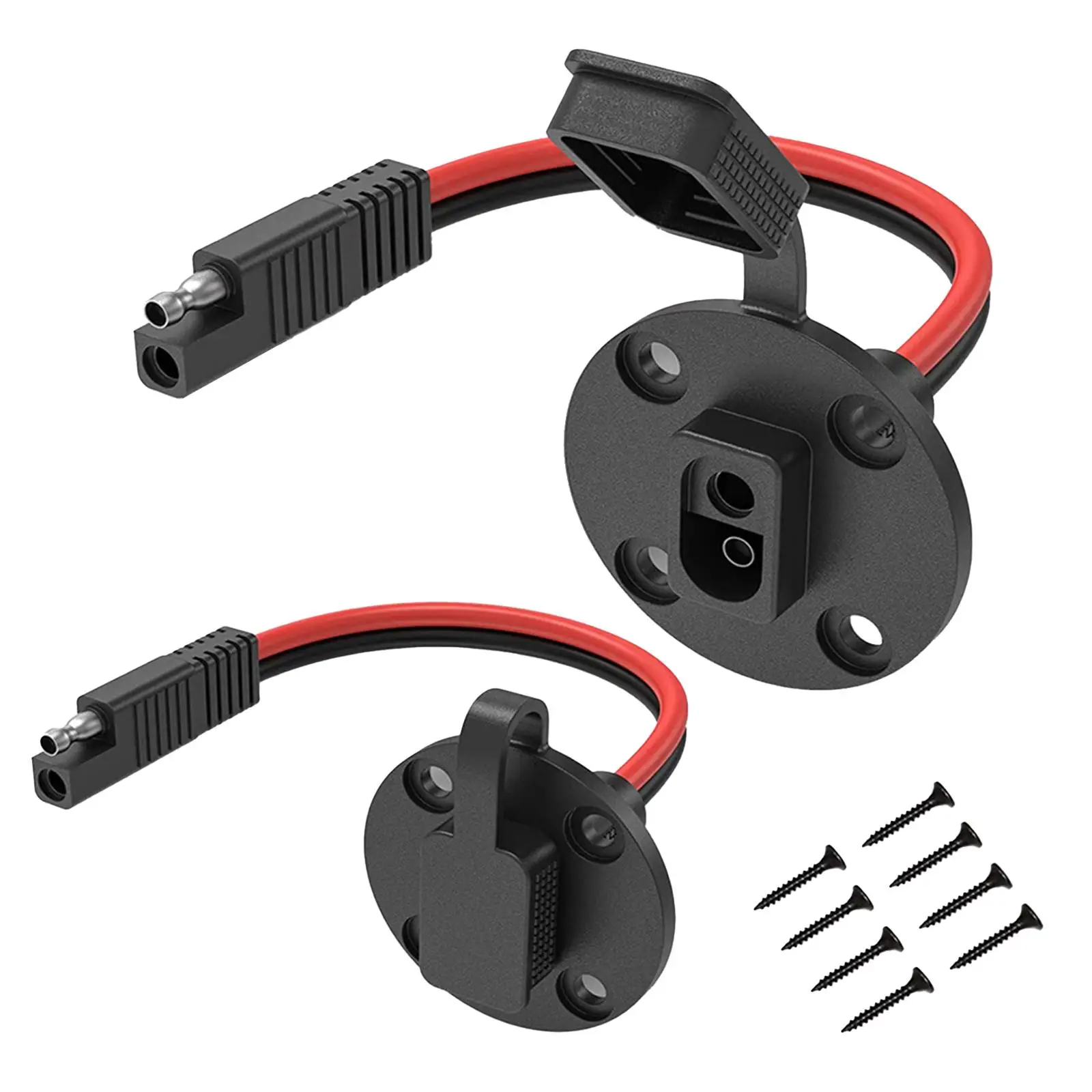 2x SAE Socket Tractor Wire SAE Connector Heavy Duty Flush-mountable 2 Holes Quick Connector DC Power Automotive Extension Cord