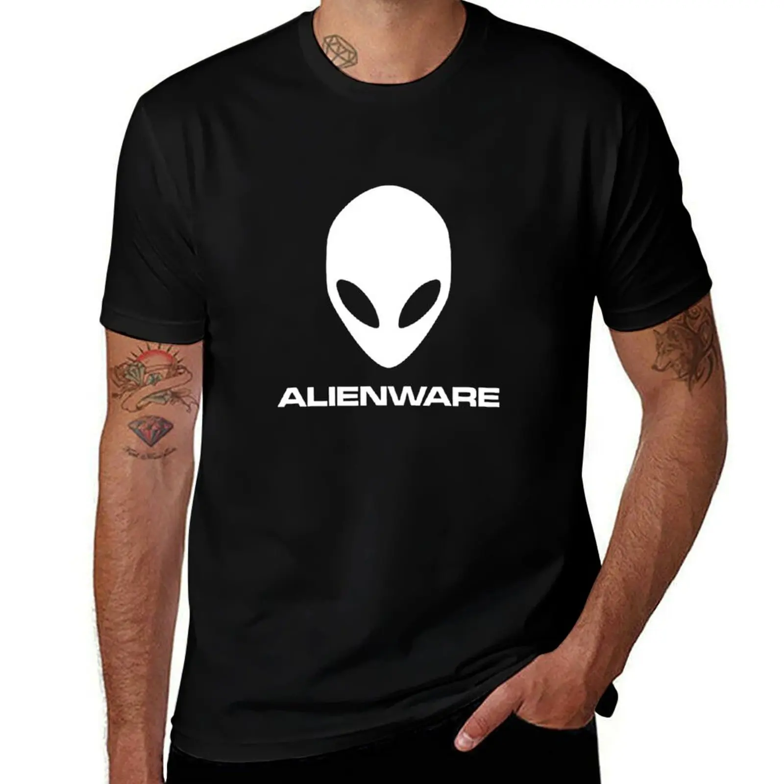 Alienware Dell Gaming logo T-Shirt blanc chemise drle coton graphique T-Shirt vintage luxe homme coupe ajuste t-shirts pour hommes
