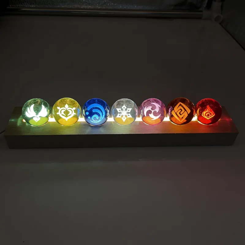 

7PCS Game Genshins Impact Eye Seven Element Crystal Glass Ball The Eye Of God Are Transparent Glass Balls Furina Hydro Vision