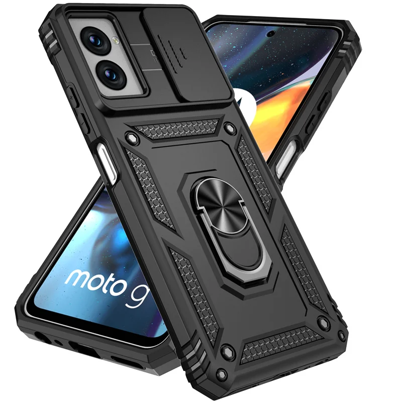 Shockproof Armor Phone Case For Motorola Moto G22 G32 G52 G62 G82 Magnetic Ring Holder Slide Lens Protect Cover For Moto G31 G41