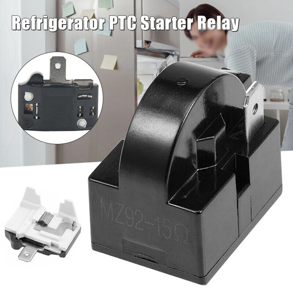 2 Pcs Refrigerator PTC Start Relay 1/2 Pin 15 Ohm + 1/6H Compressor Overload Protector Refrigerator Home Accessories