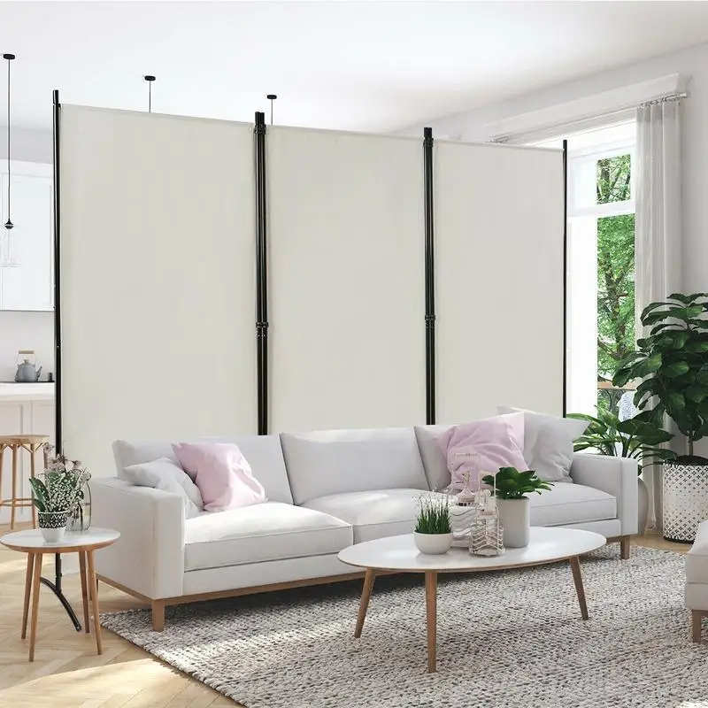 Divisor de Habitaciones de 3 Paneles, Biombo Plegable para Privacidad en Oficinas, Color Blanco