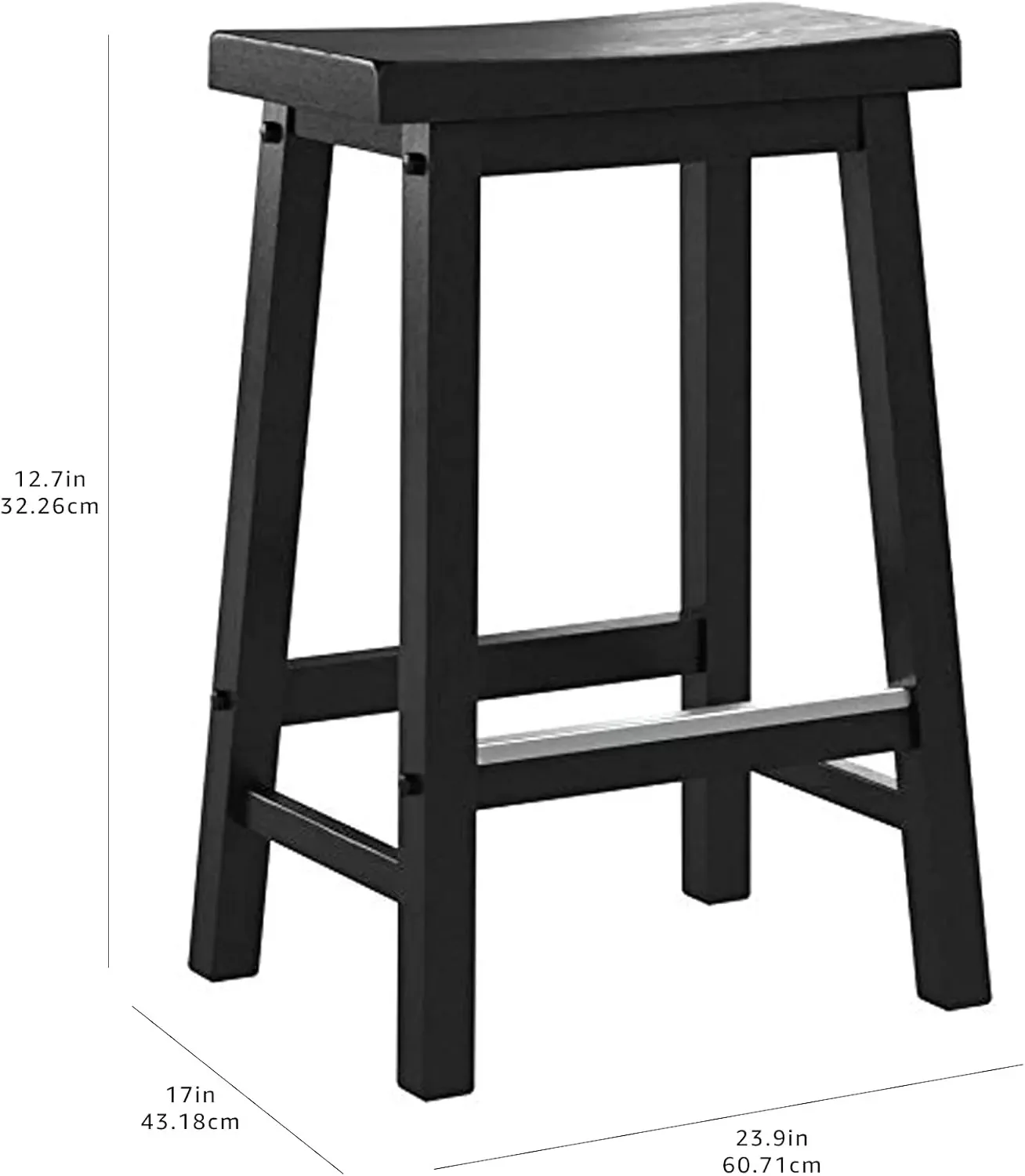 Wood Saddle-Seat Counter-Height Kitchen Island BarStool, 24-Inch Height, Black - Set of 2  bar stools  chairs