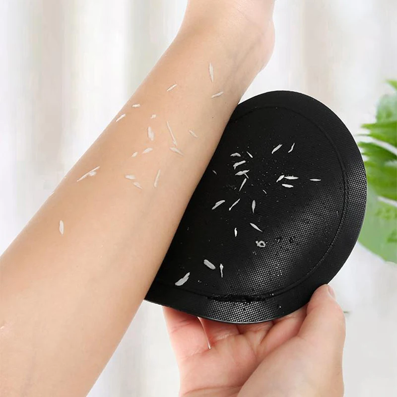 Cepillo de ducha exfoliante de cuerpo negro, removedor de piel muerta, herramientas de baño, Toalla de baño Circular indolora